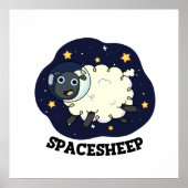Space Sheep Funny Astronaut Sheep Pun Poster (Voorkant)