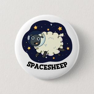 Space Sheep Funny Astronaut Sheep Pun Ronde Button 5,7 Cm