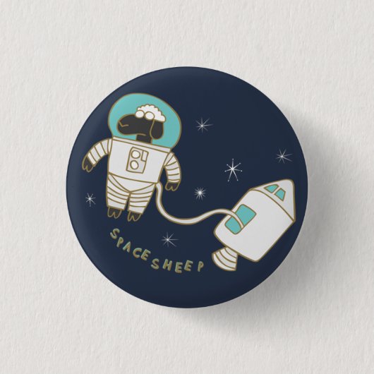 Space Sheep Wordplay Flair Pinback Button (Voorkant)