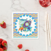 Space Ship 4th Birthday Paper Napkins Servetten (Insitu)