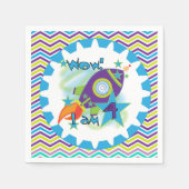 Space Ship 4th Birthday Paper Napkins Servetten (Voorkant)
