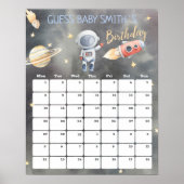 Space Ship Astronaut Due Date Calendar Poster (Voorkant)