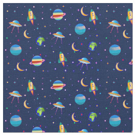 Space Ship Planet Rocket Venus Moon Stars Earth Stof