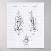 Space Shuttle 1975 Patent Art - Lined Peper Poster (Voorkant)