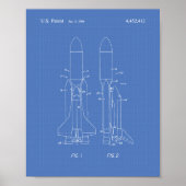 Space Shuttle 1977 Patent Art - Blauwdruk Poster (Voorkant)