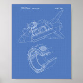 Space Shuttle 1977 Patent Art - Blauwdruk Poster (Voorkant)