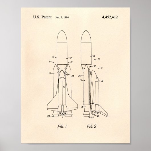 Space Shuttle 1977 Patent Art - Old Peper Poster (Voorkant)