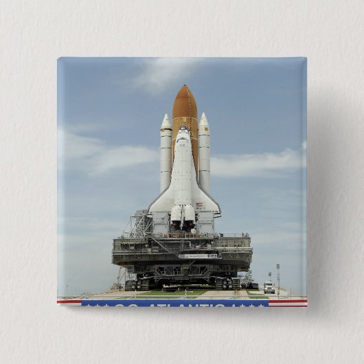 Space shuttle Atlantis 2 Vierkante Button 5,1 Cm (Voorkant)