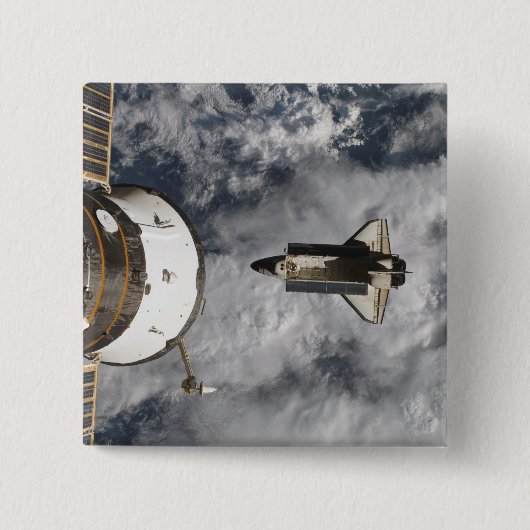 Space Shuttle Atlantis 3 Vierkante Button 5,1 Cm (Voorkant)