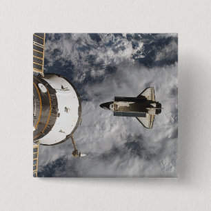 Space Shuttle Atlantis 3 Vierkante Button 5,1 Cm