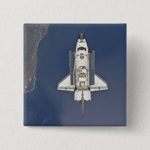 Space shuttle Atlantis 5 Vierkante Button 5,1 Cm