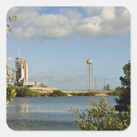 Space Shuttle Atlantis en Endeavor Vierkante Sticker (Voorkant)
