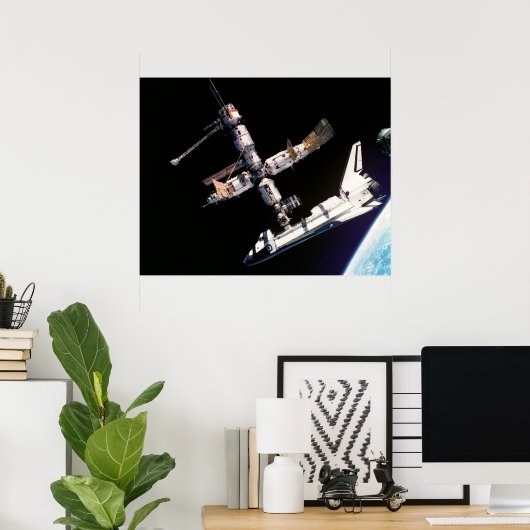Space Shuttle Atlantis en ISS Poster (Thuiskantoor)