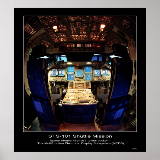 Space Shuttle Atlantis "glazen cockpit" Poster (Voorkant)