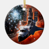 Space Shuttle Atlantis Hubble Telescope Artwork Keramisch Ornament (Voorkant)