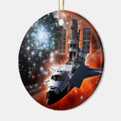 Space Shuttle Atlantis Hubble Telescope Artwork Keramisch Ornament (Links)