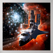 Space Shuttle Atlantis Hubble Telescope Artwork Poster (Voorkant)
