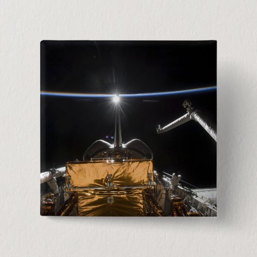 Space Shuttle Atlantis-laadbay Vierkante Button 5,1 Cm (Voorkant)