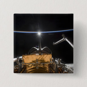 Space Shuttle Atlantis-laadbay Vierkante Button 5,1 Cm