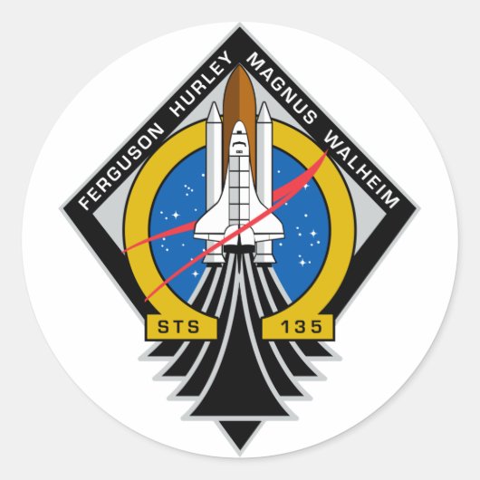 Space Shuttle Atlantis Ronde Sticker (Voorkant)