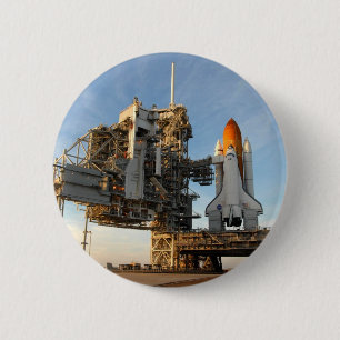 Space Shuttle Atlantis (STS-122) - lanceerpad Ronde Button 5,7 Cm