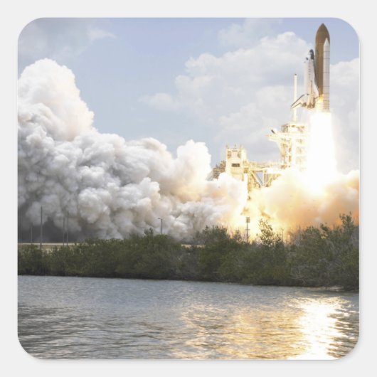 Space Shuttle Atlantis tilt af 22 Vierkante Sticker (Voorkant)
