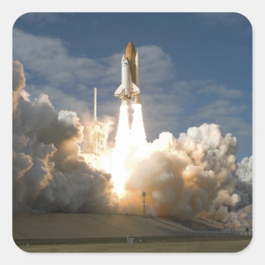 Space Shuttle Atlantis tilt af 24 Vierkante Sticker (Voorkant)