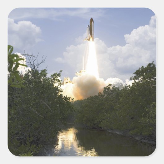 Space Shuttle Atlantis tilt af 26 Vierkante Sticker (Voorkant)