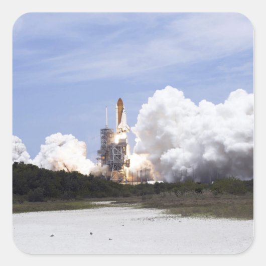 Space Shuttle Atlantis tilt af 27 Vierkante Sticker (Voorkant)
