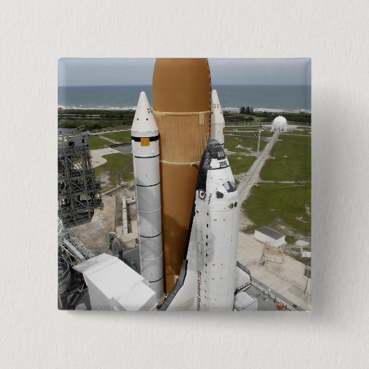 Space shuttle Atlantis Vierkante Button 5,1 Cm (Voorkant)