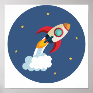 Space Shuttle Blast Off in een cirkel Poster