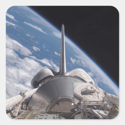 Space Shuttle Discovery door Aarde teruggeworpen Vierkante Sticker (Voorkant)