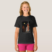 Space Shuttle Discovery en Full Moon in 2009 Girl T-shirt (Voorkant volledig)