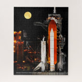 Space Shuttle Discovery en Full Moon in 2009 Legpuzzel (Verticaal)