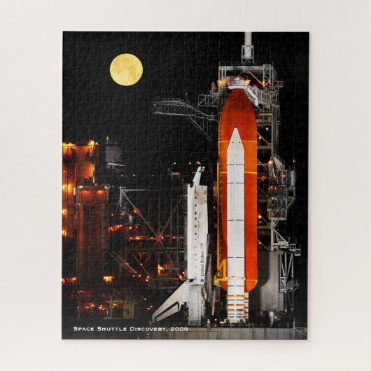 Space Shuttle Discovery en Full Moon in 2009 Legpuzzel (Verticaal)