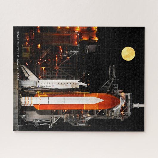 Space Shuttle Discovery en Full Moon in 2009 Legpuzzel (Horizontaal)