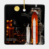 Space Shuttle Discovery en Full Moon Kerstmis Keramisch Ornament (Achterkant)