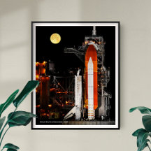 Space Shuttle Discovery en Full Moon, uitgebreid