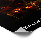 Space Shuttle Discovery en Full Moon, uitgebreid Poster (Hoek)