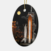 Space Shuttle Discovery en Moon Keramisch Ornament (Links)