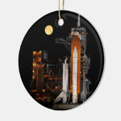 Space Shuttle Discovery en Moon Keramisch Ornament (Links)