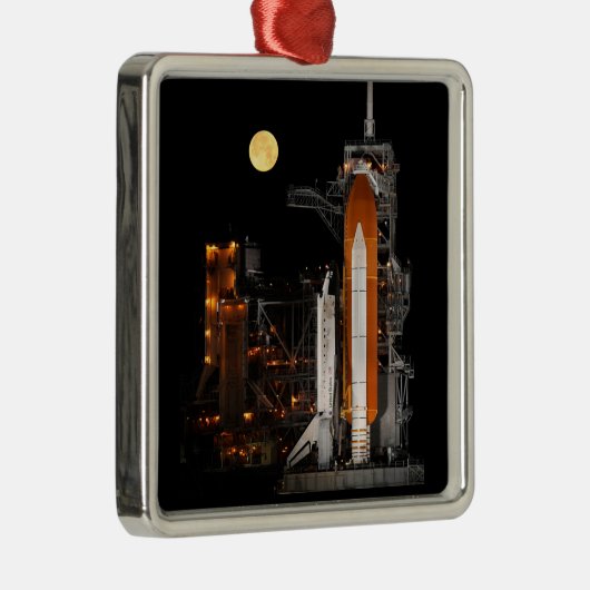 Space Shuttle Discovery en Moon Metalen Ornament (Rechts)