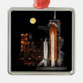 Space Shuttle Discovery en Moon Metalen Ornament (Voorkant)