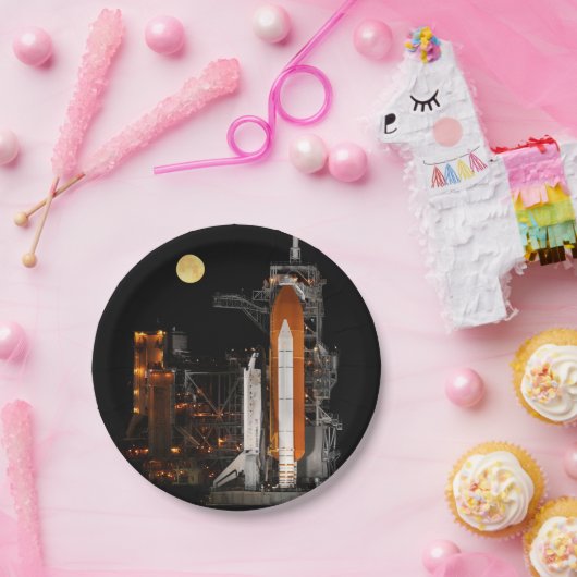 Space Shuttle Discovery en Moon Papieren Bordje (Feest)