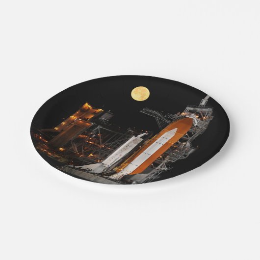 Space Shuttle Discovery en Moon Papieren Bordje (Gekanteld)