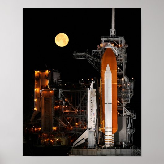 Space Shuttle Discovery en Moon Poster (Voorkant)