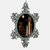 Space Shuttle Discovery en Moon Tin Sneeuwvlok Ornament (Links)