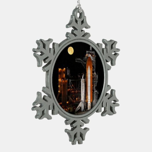 Space Shuttle Discovery en Moon Tin Sneeuwvlok Ornament (Links)