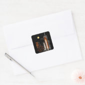 Space Shuttle Discovery en Moon Vierkante Sticker (Envelop)