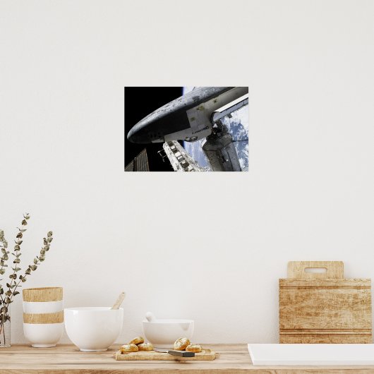 Space Shuttle Discovery gedokt Poster (Keuken)